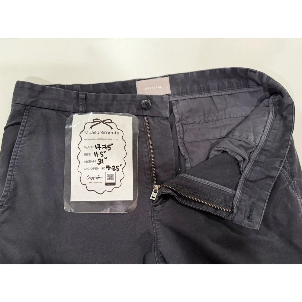 Everlane Mens Slim Fit Chino Pants Black Cotton Stretch Trousers 35x32
